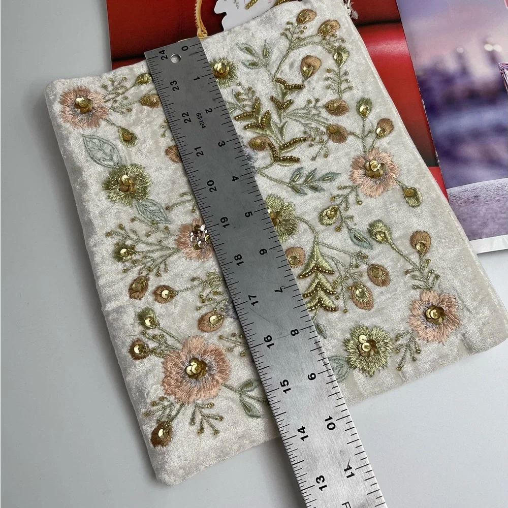 - Glitter Cosmetic Pouch 8x10” white opal